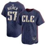 Men's Cleveland Guardians Shane Bieber Nike Navy 2024 City Connect Limited Jersey - 49Native