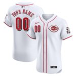 Cincinnati Reds Nike Home Elite Custom Patch Jersey - White - 49Native