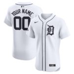 Detroit Tigers Nike Home Elite Custom Patch Jersey - White - 49Native