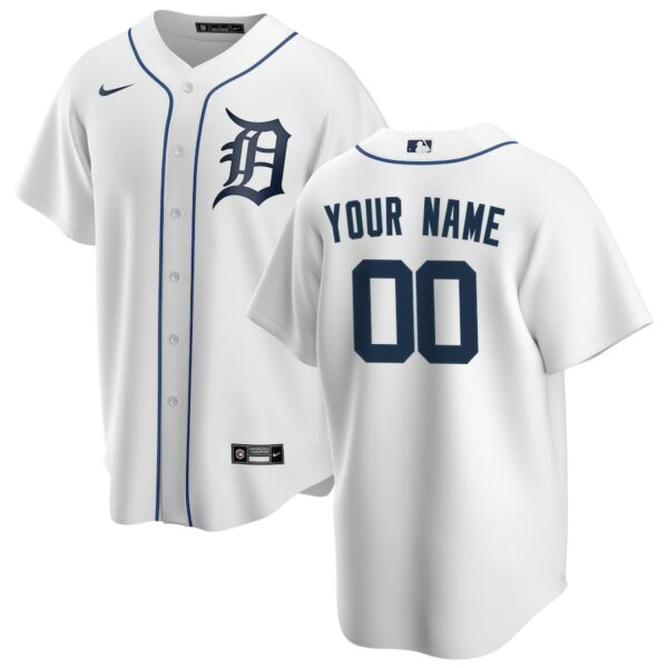 Detroit Tigers Nike Home Replica Custom Jersey - White - 49Native