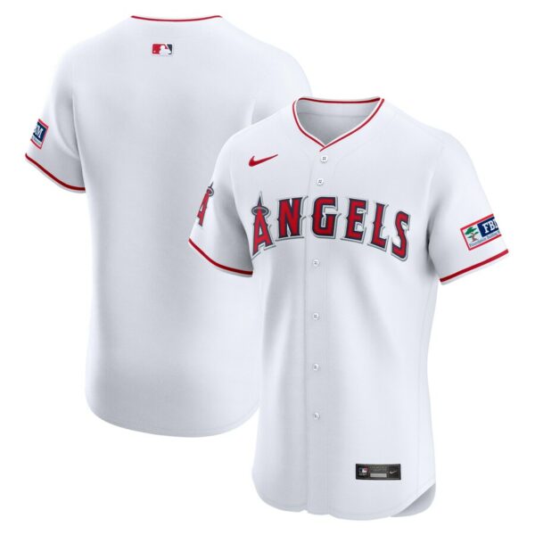 Los Angeles Angels Nike Home Elite Patch Jersey - White - 49Native