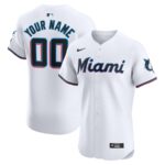 Miami Marlins Nike Home Elite Custom Jersey - White - 49Native