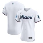 Miami Marlins Nike Home Elite Patch Jersey - White - 49Native