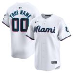 Miami Marlins Nike Home Limited Custom Jersey - White - 49Native