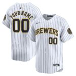 Milwaukee Brewers Nike  Alternate Limited Custom Jersey - White - 49Native