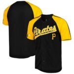 Pittsburgh Pirates Stitches Button-Down Raglan Fashion Jersey - Black - 49Native