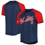 Boston Red Sox Stitches Button-Down Raglan Fashion Jersey - Navy - 49Native