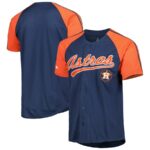 Houston Astros Stitches Button-Down Raglan Fashion Jersey - Navy - 49Native