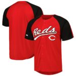 Cincinnati Reds Stitches Button-Down Raglan Fashion Jersey - Red - 49Native