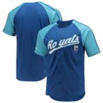 Kansas City Royals Stitches Button-Down Raglan Replica Jersey - Royal - 49Native