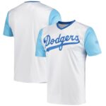 Los Angeles Dodgers Stitches Cooperstown Collection Wordmark V-Neck Jersey - White - 49Native