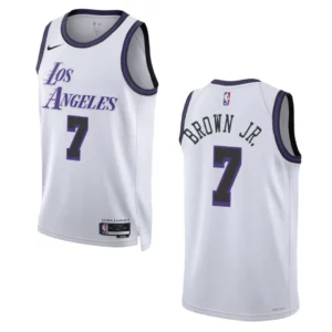 Lakers 2022-23 City Edition Troy Brown Jr. White Jersey Swingman - 49Native