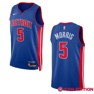 Monte Morris Icon Edition Detroit Pistons 2022-23 Blue Swingman Jersey - 49Native