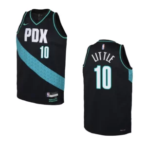 Portland Trail Blazers 2022-23 City Edition Youth Nassir Little Black Jersey - 49Native