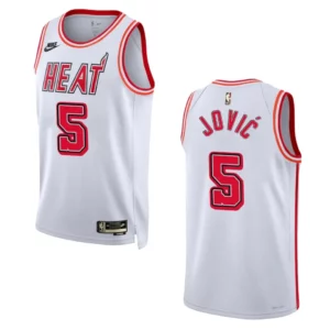 Miami Heat 2022-23 Classic Edition Nikola Jovic White Jersey 35th Anniversary - 49Native