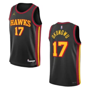 Youth Atlanta Hawks 2022-23 Statement Edition Onyeka Okongwu Black Jersey - 49Native