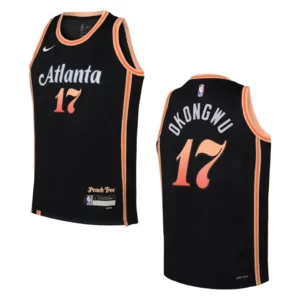 Atlanta Hawks 2022-23 City Edition Youth Onyeka Okongwu Black Jersey - 49Native