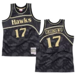 Atlanta Hawks Onyeka Okongwu Black Toile Jersey Hardwood Classics Black - 49Native