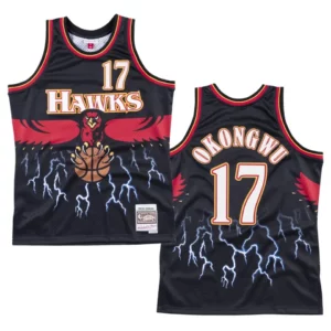 Atlanta Hawks Onyeka Okongwu Lightning Jersey Hardwood Classics Black - 49Native
