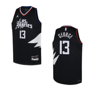Youth Los Angeles Clippers 2022-23 Statement Edition Paul George Black Jersey - 49Native