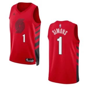 Portland Trail Blazers Anfernee Simons 2022-23 Statement Edition Red Jersey Swingman - 49Native