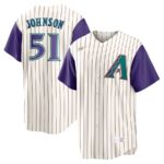Randy Johnson Arizona Diamondbacks Nike Alternate Cooperstown Collection Player Jersey - Cream/Purple - 49Native