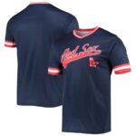 Boston Red Sox Stitches Cooperstown Collection V-Neck Team Color Jersey - Navy/Red - 49Native