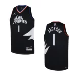 Youth Los Angeles Clippers 2022-23 Statement Edition Reggie Jackson Black Jersey - 49Native