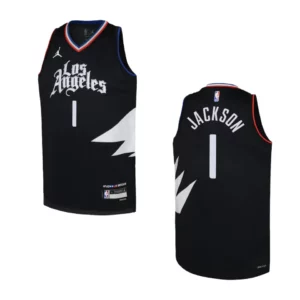 Youth Los Angeles Clippers 2022-23 Statement Edition Reggie Jackson Black Jersey - 49Native