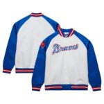 Hank Aaron Atlanta Braves Mitchell & Ness Cooperstown Collection Legends Lightweight Satin Raglan Full-Snap Jacket - White/Royal - 49Native