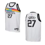 Minnesota Timberwolves 2022-23 City Edition Youth Rudy Gobert White Jersey - 49Native
