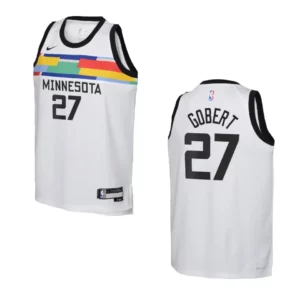 Minnesota Timberwolves 2022-23 City Edition Youth Rudy Gobert White Jersey - 49Native
