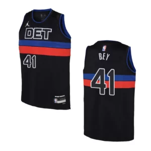 Detroit Pistons 2022-23 Statement Edition Youth Saddiq Bey Black Jersey - 49Native