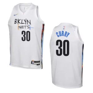 2022-23 Brooklyn Nets Youth City Edition Seth Curry White Jersey - 49Native