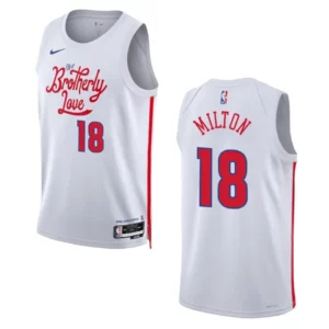 Shake Milton City Edition Philadelphia 76ers 2022-23 White Swingman Jersey - 49Native