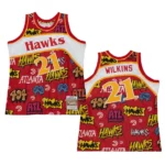 Slap Sticker Dominique Wilkins Atlanta Hawks 1986-87 Red HWC Jersey - 49Native