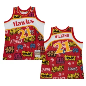 Slap Sticker Dominique Wilkins Atlanta Hawks 1986-87 Red HWC Jersey - 49Native