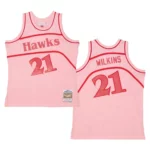 Space Knit Dominique Wilkins Atlanta Hawks 1986-87 Pink HWC Jersey - 49Native