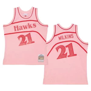Space Knit Dominique Wilkins Atlanta Hawks 1986-87 Pink HWC Jersey - 49Native