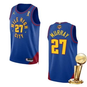 Denver Nuggets 2023 NBA Finals Champions Jamal Murray Statement Blue Jersey - 49Native
