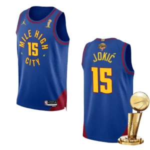 Denver Nuggets 2023 NBA Finals Champions Nikola Jokic Statement Blue Jersey - 49Native