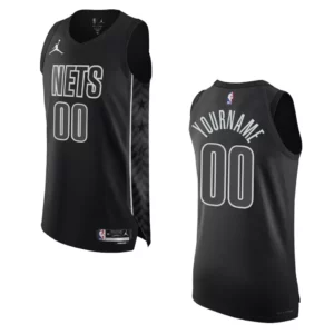2022-23 Statement Edition Brooklyn Nets Custom Black Authentic Jersey - 49Native