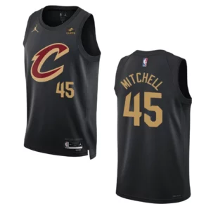 2022-23 Statement Edition Cleveland Cavaliers Donovan Mitchell Black Swingman Jersey - 49Native