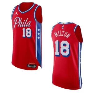 2022-23 Statement Edition Philadelphia 76ers Shake Milton Red Jersey - 49Native