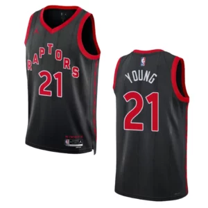 2022-23 Statement Edition Toronto Raptors Thaddeus Young Black Swingman Jersey - 49Native