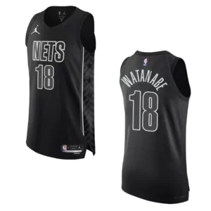 2022-23 Statement Edition Brooklyn Nets Yuta Watanabe Black Authentic Jersey - 49Native