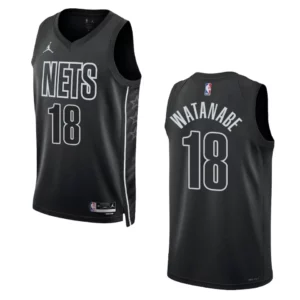 2022-23 Statement Edition Brooklyn Nets Yuta Watanabe Black Swingman Jersey - 49Native