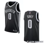 Brooklyn Nets Icon Edition RaiQuan Gray 2022-23 Swingman Black Jersey - 49Native
