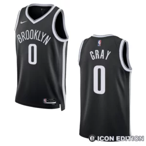 Brooklyn Nets Icon Edition RaiQuan Gray 2022-23 Swingman Black Jersey - 49Native