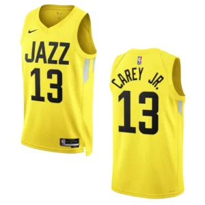 Utah Jazz Icon Edition Vernon Carey Jr. 2022-23 Swingman Yellow Jersey - 49Native